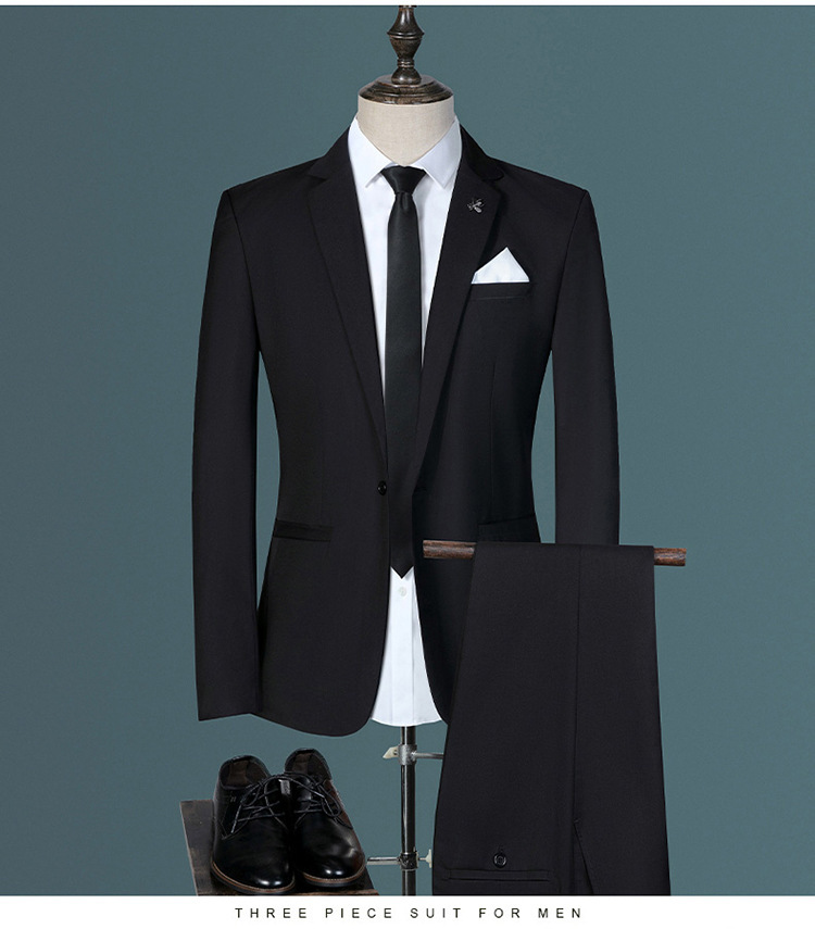 Three-piece Men's Slim Fit Suit Blazer Vest And Pants Set_voghion.com