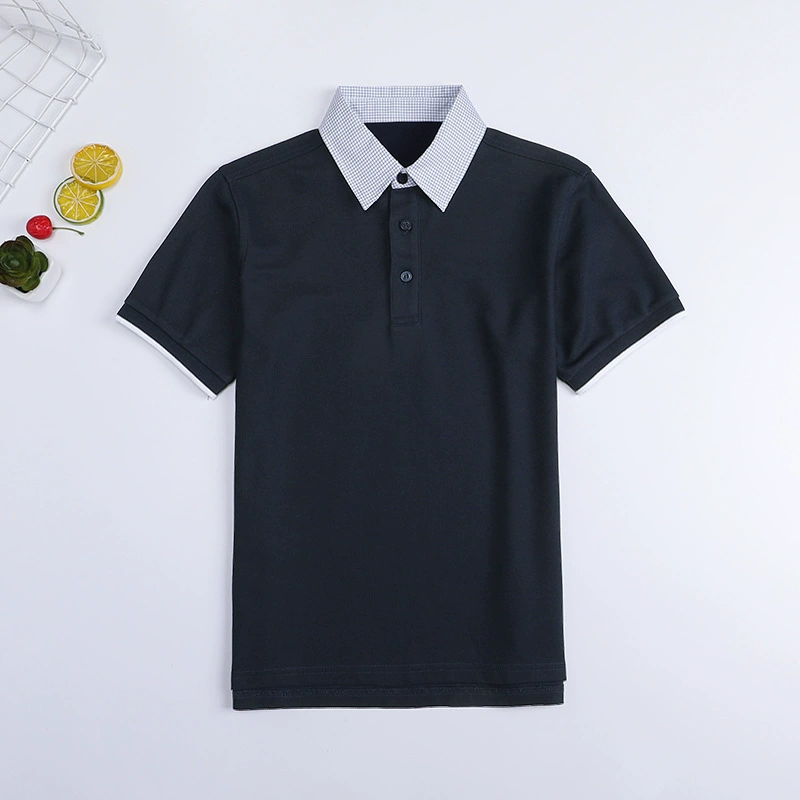 Детская футболка, голубой и белый polo, летняя форма для учащихся, с коротким рукавом