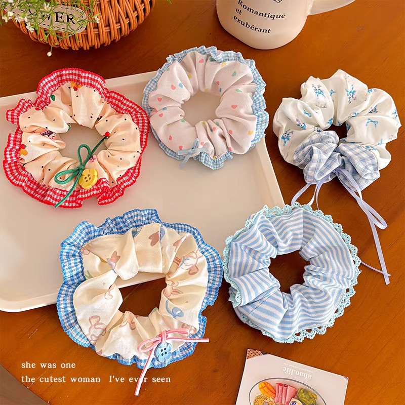 Dulce lazo de lazo de intestino grueso lazo de cabello de bola femenina cuerda de cabello 2025 nueva cuerda de cabeza alta elástica banda de goma accesorios para el cabello