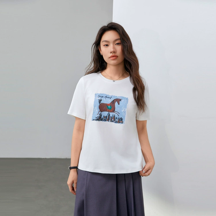 [Повседневное уменьшение возраста, дикая хлопковая удобная футболка с круглым вырезом] Funny Show большой размер женский толстый mm2025 летний новый