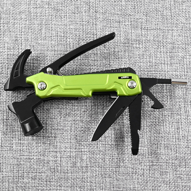 黑绿羊角锤锤子一体地钉锤多功能起钉救生钳锤户外野营批发防爆锤