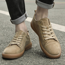 高级感男士运动板鞋2025秋季新款复古潮流休闲鞋低帮耐磨皮面潮鞋