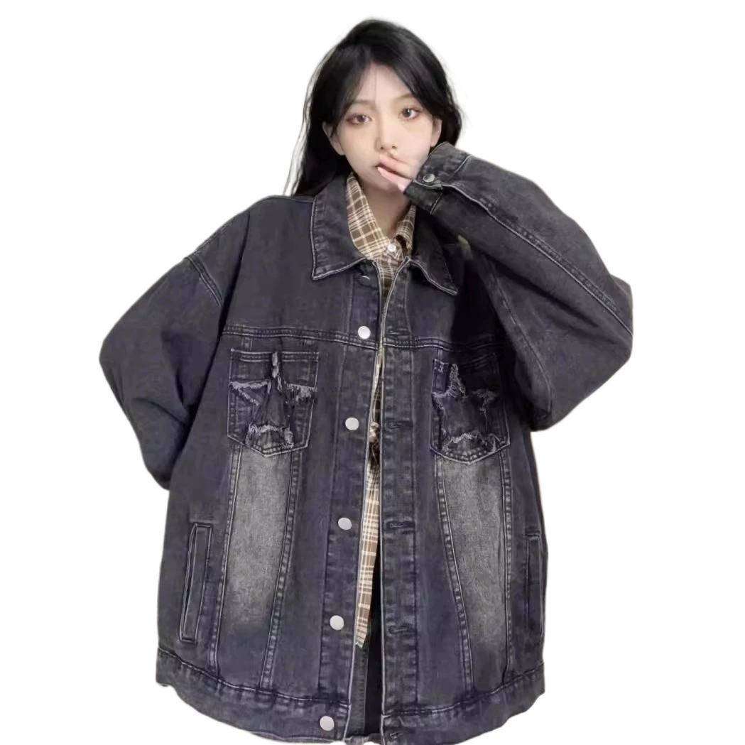 Осенняя куртка из ретро-джинса для отдыха, американский стиль, размер oversize, свободный крой