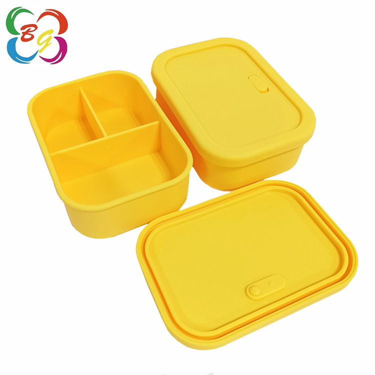 Caja de almuerzo de silicona de grado alimenticio, caja de almuerzo portátil general para estudiantes de secundaria y secundaria, caja de almuerzo de silicona caliente por microondas