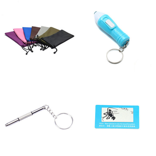 Manufacturer wholesale mixed color fiber mirror bag, mirror cloth, polarized card, blue light test card, blue light, screwdriver, glasses accessories