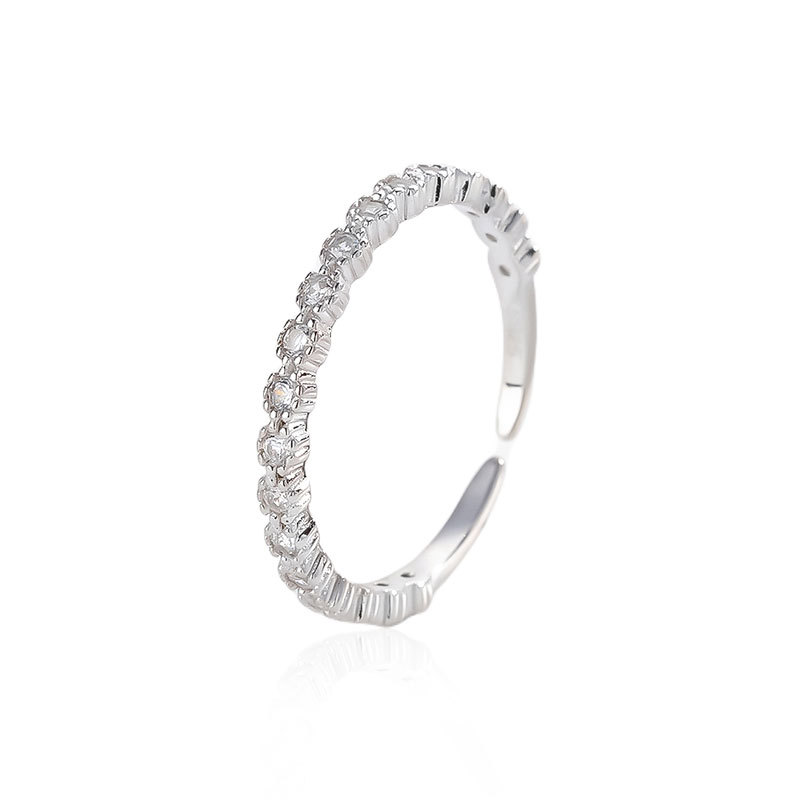 Estilo ins anillo de plata esterlina S925 moda anillo de diamante completo femenino ligero estilo de lujo anillo de diseño de nicho femenino anillo apilado desgaste