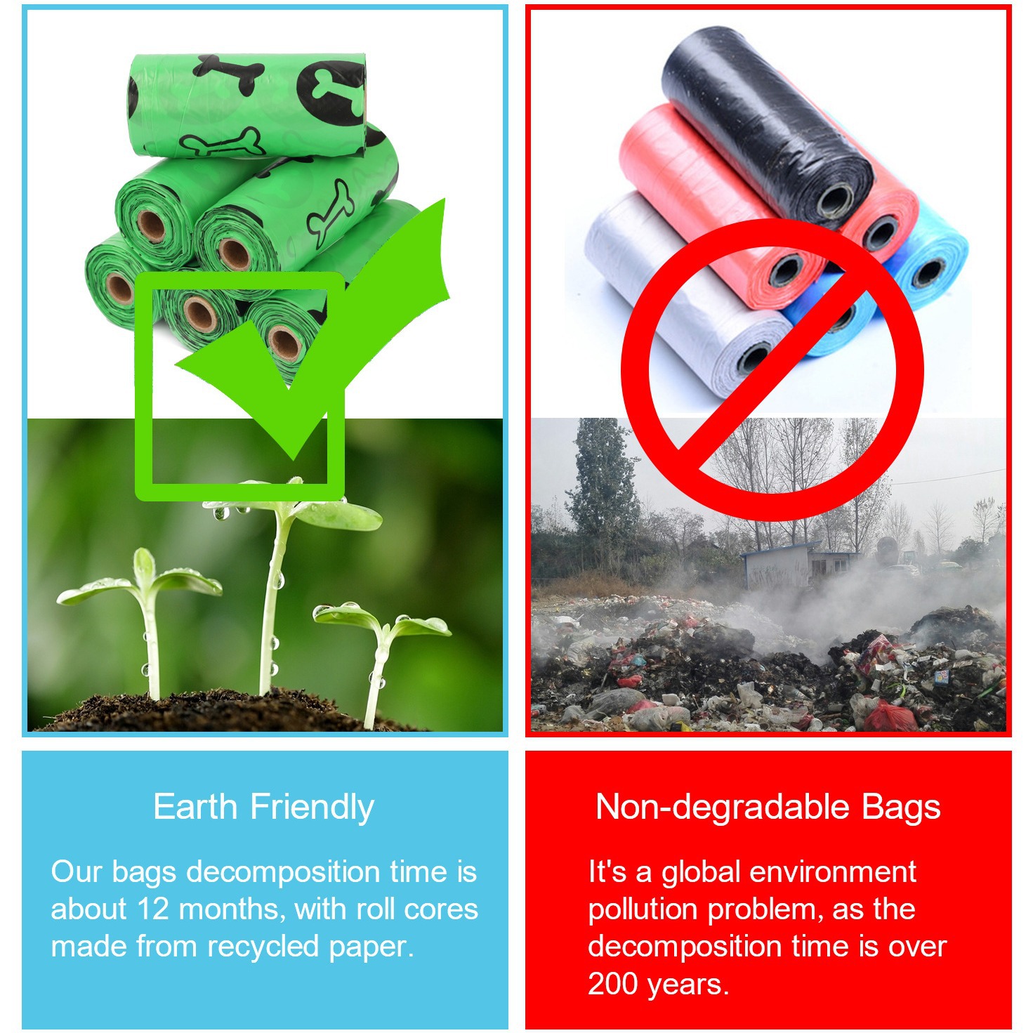 En stock bolsa basura mascotas epi gradable 18 rollos/caja heces perro mierda fragante