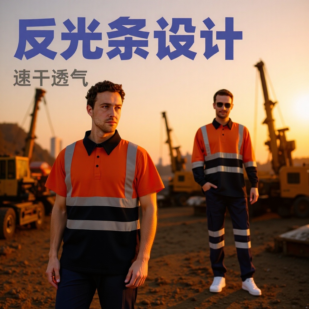 Customized European Size Road Construction Long-Sleeved Reflective Polo Shirt Work Clothes Lapel Quick-Drying Safety Construction Worker Tops