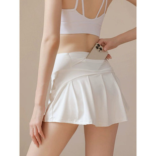 Ice Silk Sports Sun Protection Short Skirt to Prevent Exposure, Summer Women's New Yoga Skirt, Tennis Skirt, High Waist, Quick Drying, Outdoor