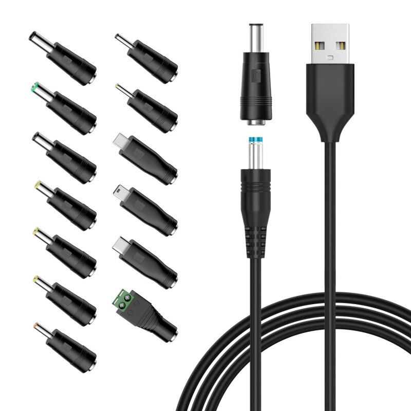 5v Universal DC power cord USB to DC charging cable with 13 power adapter multifunctional suit