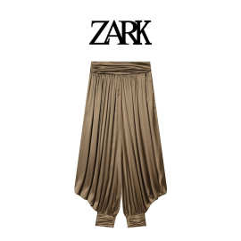 ZARK 欧美新款时尚气质打褶中腰宽腿裤 跨境外贸女装批发 2351098