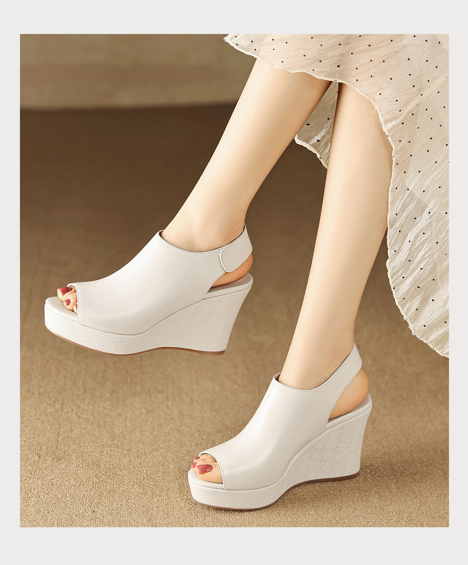 Sandal cao gót nữ quai ngang mũi hở đế xuồng gót 9 cm — màu đen, màu trắng ngà chi tiết 14