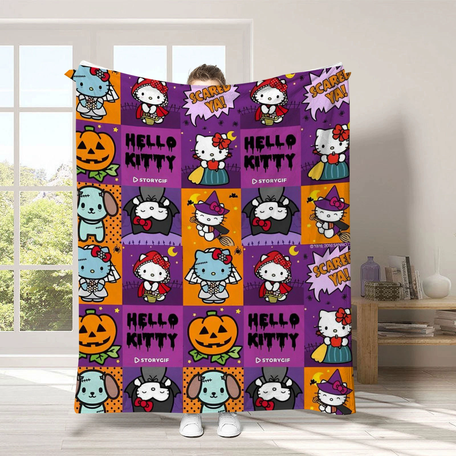 Hello kitty, детское одеяло для сна, диван для сна, хэллоуин, увеличенная толщина, (跨境贸易)