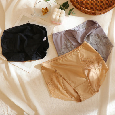 生理内裤女士月经期防漏牛奶丝蕾丝大码胖mm200斤姨妈裤夏季薄款|ms