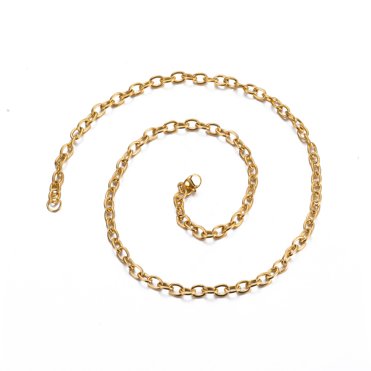 18K Real Gold Plated Plating Material Necklace Classification 1 Piece Solid Color Necklace 304 Stainless Steel Chain PVD Coated 18K Real Gold Plated Unisex Cable Chain Simple Style