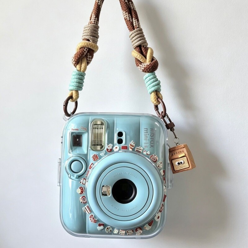 Polaroid mini13/12 case instax protective transparent crystal hard shell camera chain