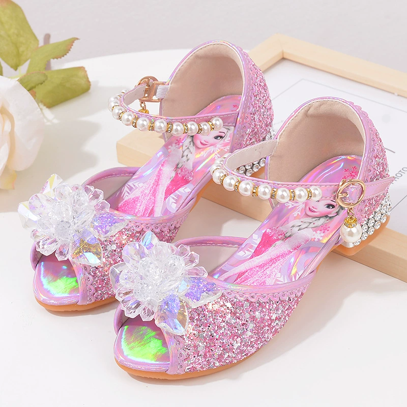 Летние детские сандалии с блестками, детские сандалии Aisha на высоком каблуке со стразами, обувь для маленьких девочек, обувь принцессы Aisha