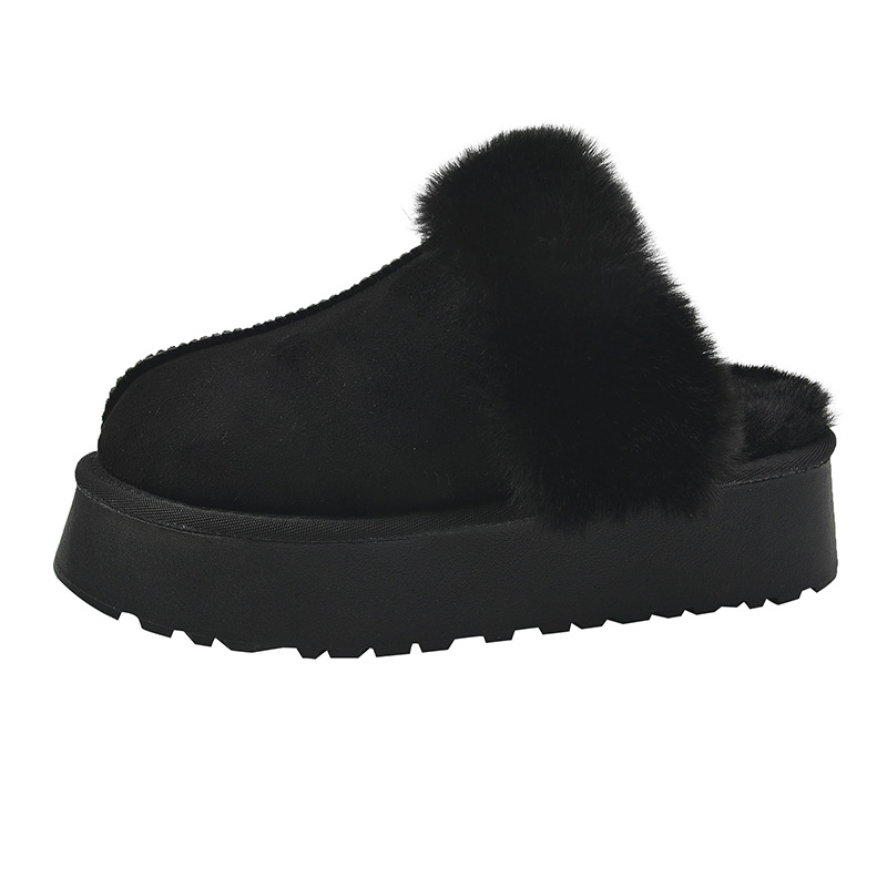 Pantofole pelose Baotou da donna da indossare fuori autunno e inverno nuovo stile celebrità di Internet muffin suola spessa più scarpe di cotone pigro calde di velluto_voghion.com