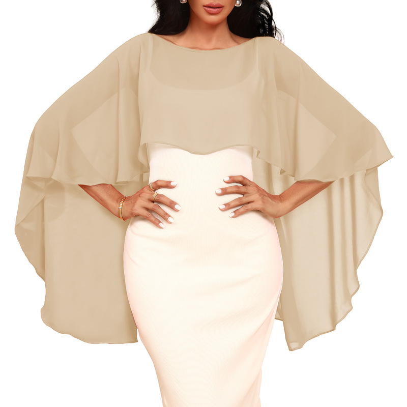 Cross-Border 100D Chiffon Shawl European and American Amazon Lightweight Shawl for Women Simple Hollow-Out Round Hole Shawl Loose Fit