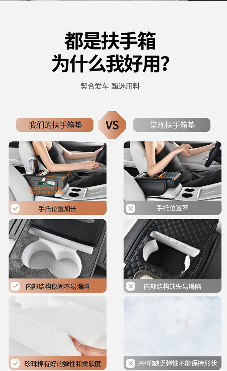 Car Multifunctional Car Armrest Box Booster Pad Tissue Box Water Cup Holder Central Armrest Box Pad Storage Bag Wholesale