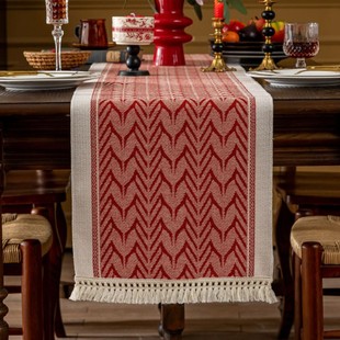 Red Festive Table Runner Chinese New Chinese Festive Atmosphere Decoration Jacquard Tea Flag Dust-proof Coffee Table Long Tablecloth