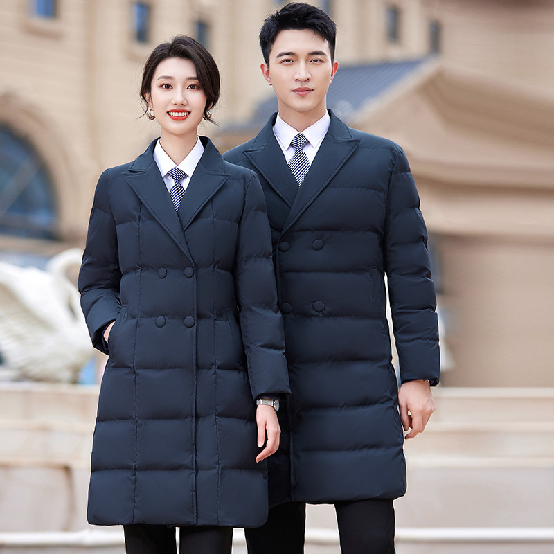 职业装中长款冬季气质修身棉衣4s店工装珠宝店银行工作服加厚棉服