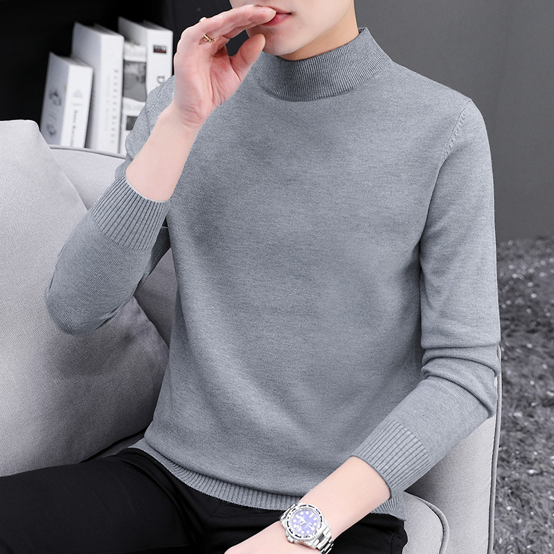 タートルネックセーター メンズ ニットウェア 秋冬 中衿 インナー ベースレイヤー 保温性のあるセーター ハーフタートルネック スリムフィット 細見え