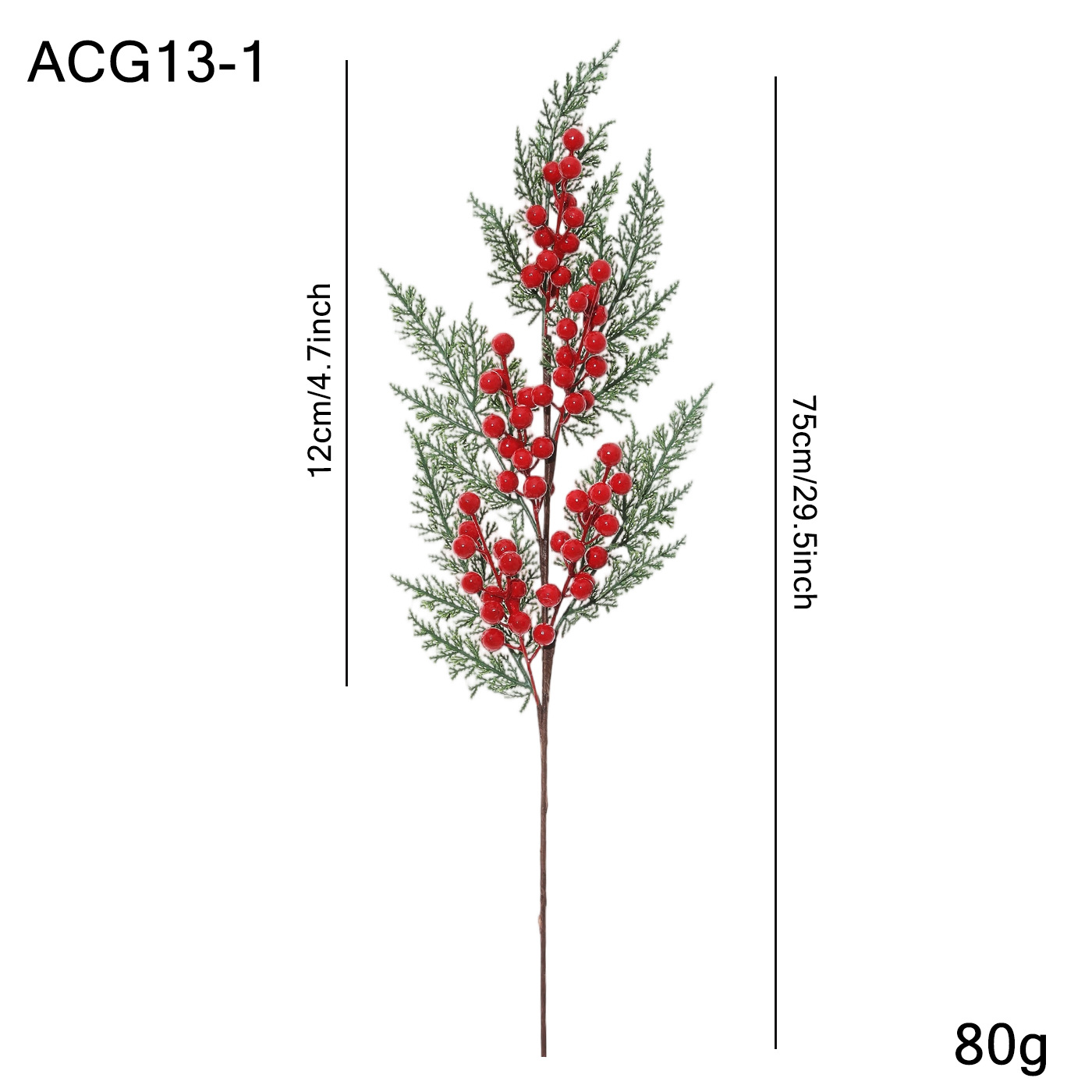 Simulación transfronteriza de Navidad con nieve PE hojas de pino de fruta roja aguja ramas de árbol de Navidad en el hogar guirnaldas de decoración de caña
