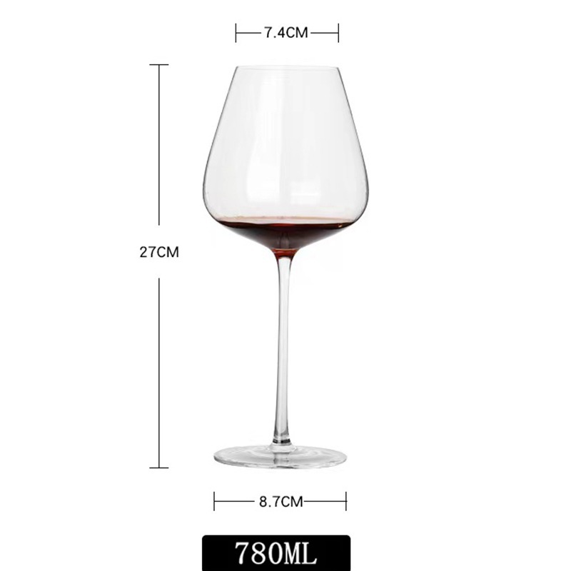 Taza hecha a mano de cristal integral, taza de vino rojo, taza de alto pie, taza de vino rojo de gran vientre especial para bodegas