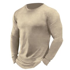 2023欧米の国境を越えたアマゾンの紳士服のワッフルの丸首の長袖秋冬の紳士服のカジュアルな丸首の長袖