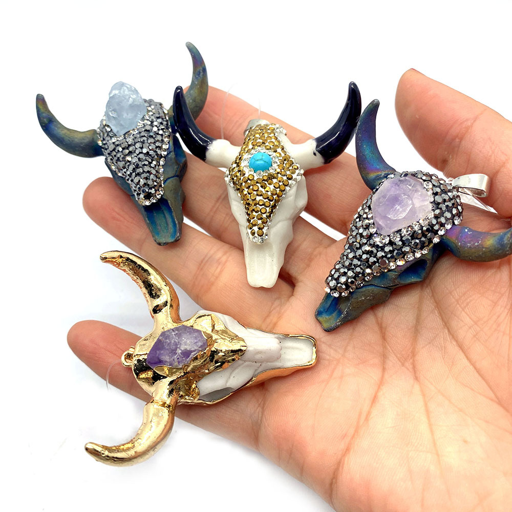 1 Piece Acrylic Natural Stone Crystal Colorful Cattle Pendant DIY Jewelry Accessories display picture 7