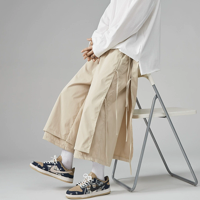 2024 новые весенние и летние мужчины и женщины прямые ноги широкие укороченные брюки ins свободные повседневные персонализированные стримеры