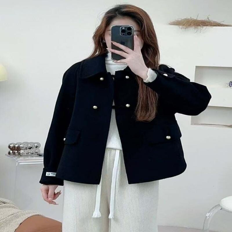 新款2025时尚短款龙凤呢大衣宽松大码女装秋冬洋气羊毛外套女|undefined