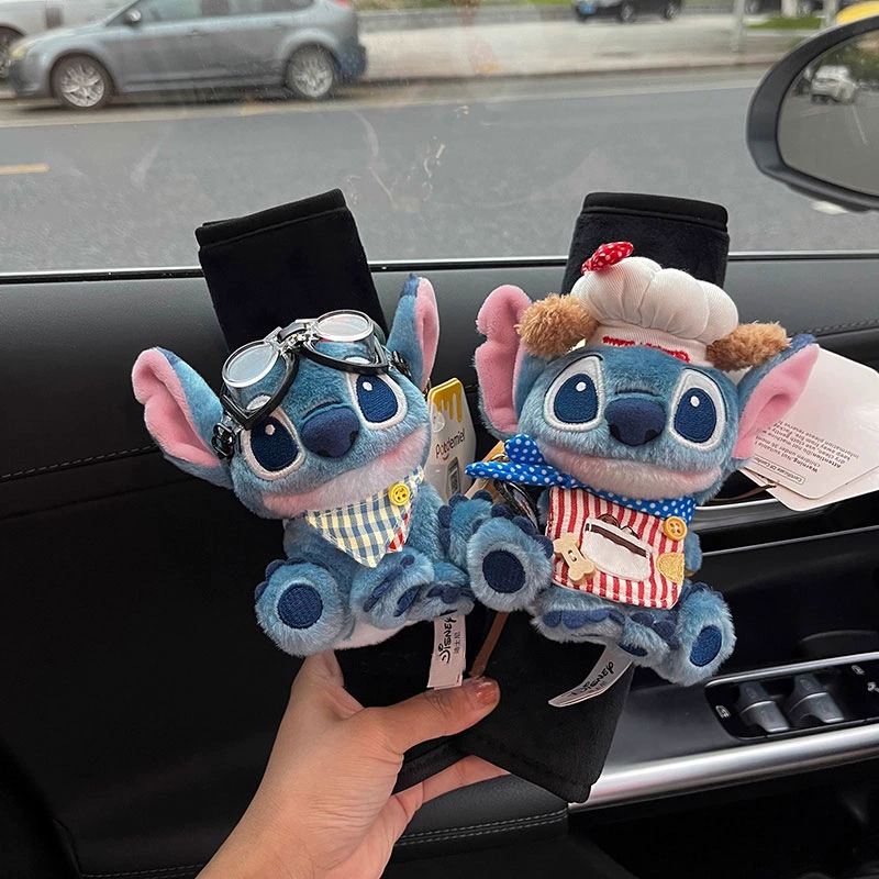 Оригинальный подарочный набор Stich Sweetheart Stich для украшения салона автомобиля, милой куклы, наплечного ремня безопасности