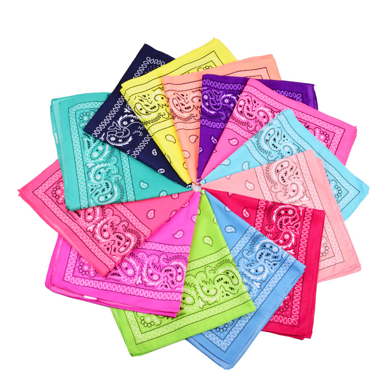 Custom Polyester Paisley Cashew Flower Square Scarf Hip Hop Street Dance Outdoor Sports Riding Melon Flower Scarf Mask
