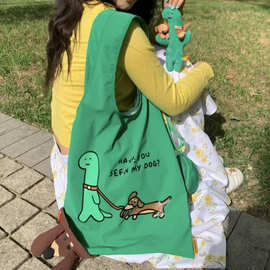 新款绿色大容量购物袋逛街单肩包折叠收纳袋轻薄手拎包邮一件代发