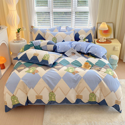 Pure Cotton Four-Piece Set 100% Pure Cotton Four-Piece Set All-Cotton Air Jet Bedspread Set Three-Piece Set Single or Double Student Dormitory