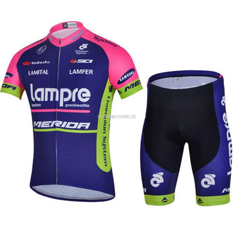 Cross-Border Aliexpress Wish Fleet Version Pink Blue Wave Short-Sleeved Cycling Suit Quick-Drying Cycling Suit Summer