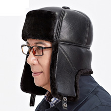 Leather hat men's winter Lei Feng cap ear protection-羳