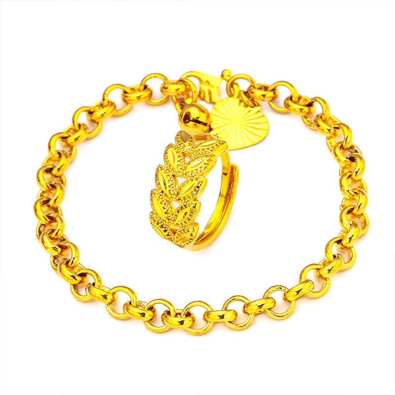 Braccialetto con anello da donna in oro sabbia vietnamita_voghion.com