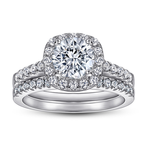 Elegant S925 Sterling Silver Wedding Ring Set for Women, Trendy Zircon Combination Rings—Perfect for International Trade Jewelry Designs