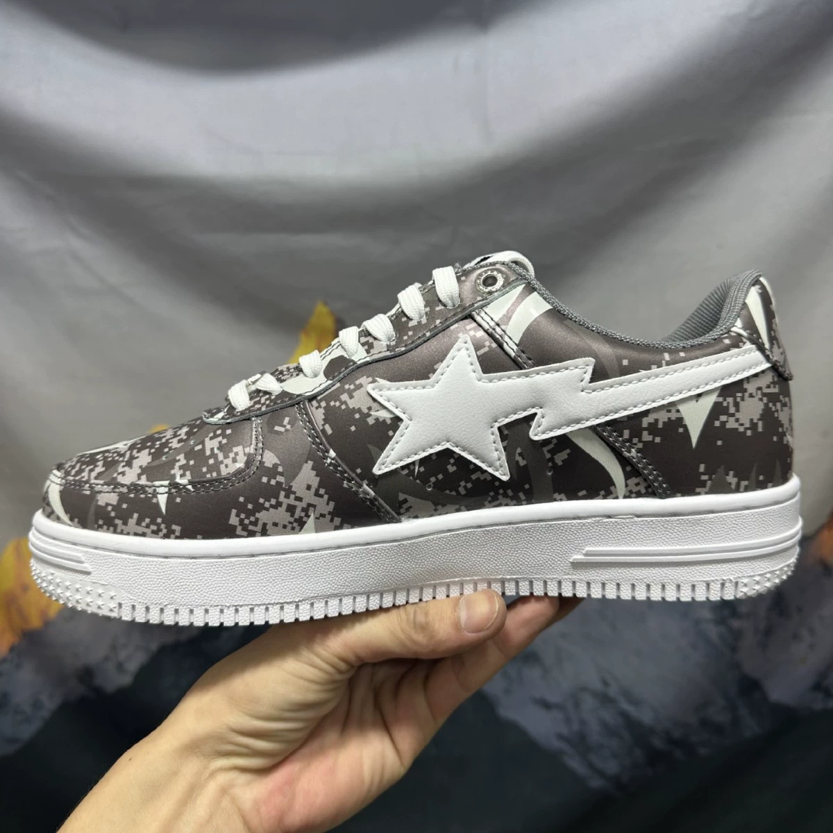 Bapegoose low dunk Putian обезьяна голова лакированная кожаная обувь