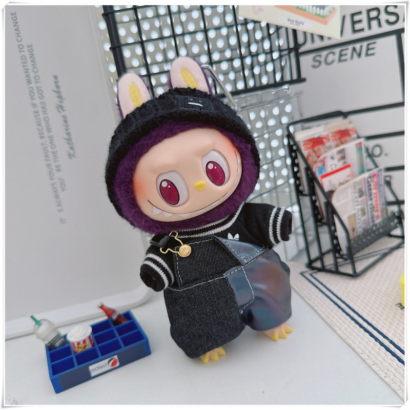 labubu ベビー服 Labubu 第一世代第二世代第三世代 10 センチメートル綿人形黒と白グレートレンディなスウェットシャツパーカーパンツ|undefined