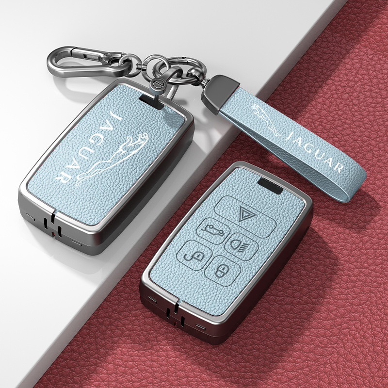 Suitable for Jaguar Xel Car Key Cover Xfl I-Pace E-Pace F-Type Leather Key Case Buckle Suitable for Jaguar Xel Car Key Cover Xfl I-Pace E-Pace F-Type Leather Key Case Buckle