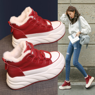 Winter Cotton Shoes 2025 Furry Shoes for Small People, Thick Soles, Inner Heightening Women's Shoes, High-Top Warm Casual Shoes, Warm Style