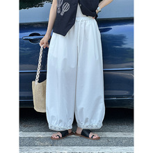 滔川  韩系蕾丝花边灯笼裤女26夏薄款松紧腰显瘦9分休闲裤9366