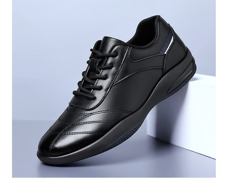 Giày sneaker nam da bò thoáng khí, đế cao su gót thấp 1–3 cm, dây buộc, phong cách thường ngày — PZ9873 Màu đen, PZ9873 màu trắng chi tiết 17