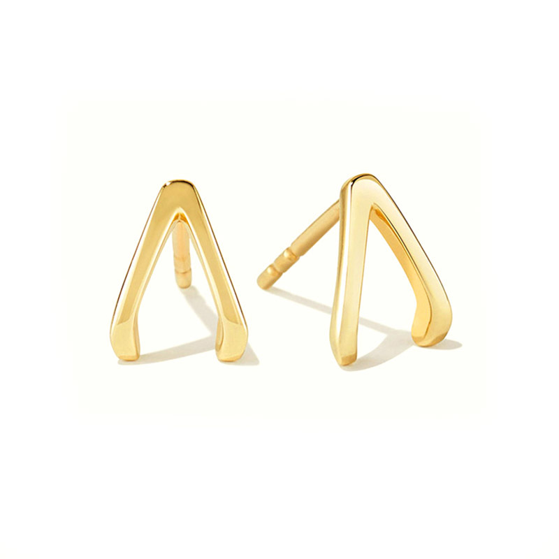 Creative V-shaped Earrings Geometric Inlaid Zircon Earrings display picture 1