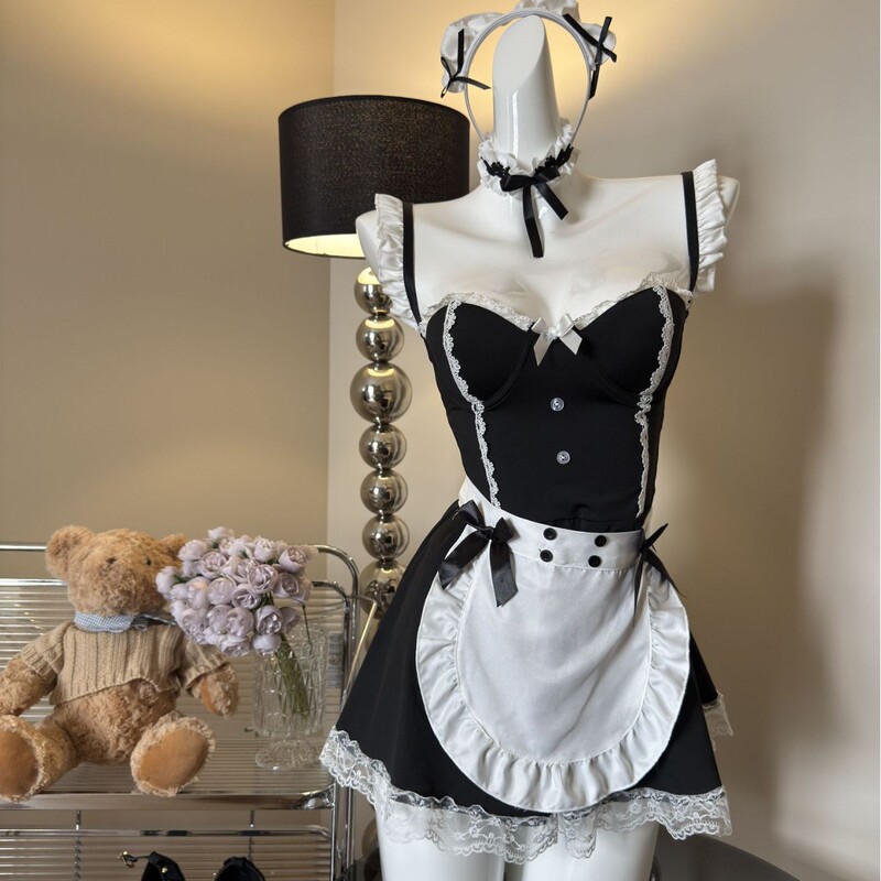 Sexy Lingerie, Sexy and Cute Maid Underwire Push-Up Hot Maid Uniform Temptation Pajamas Wholesale Qqny