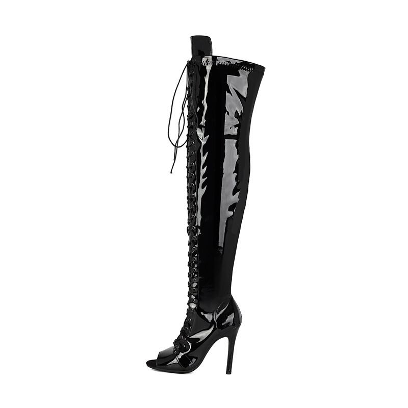 Jazz Dance High Heels, Special Dance Fish Mouth Over-The-Knee Boots, European and American Sexy Jazz Strap Boots